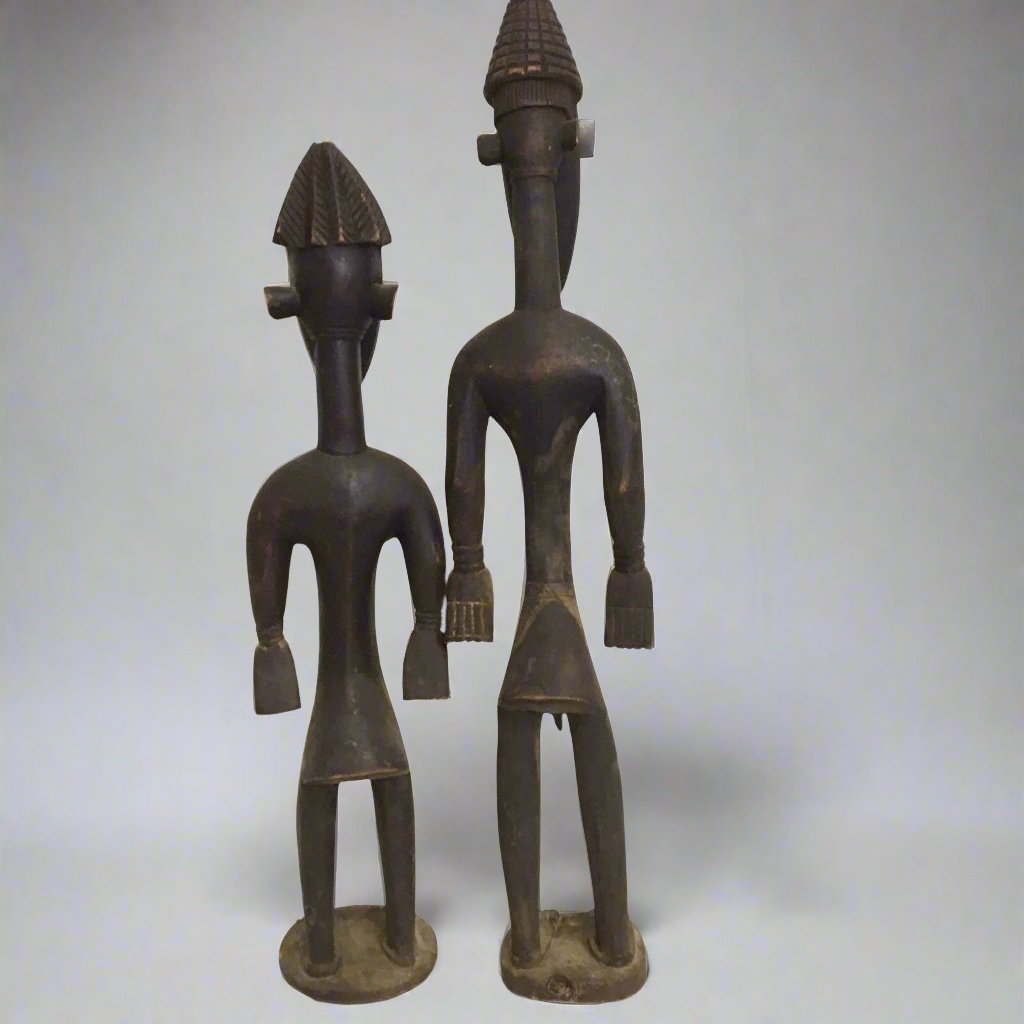 Dogon Mali Carved Man & Woman Ancestor Statues 28”