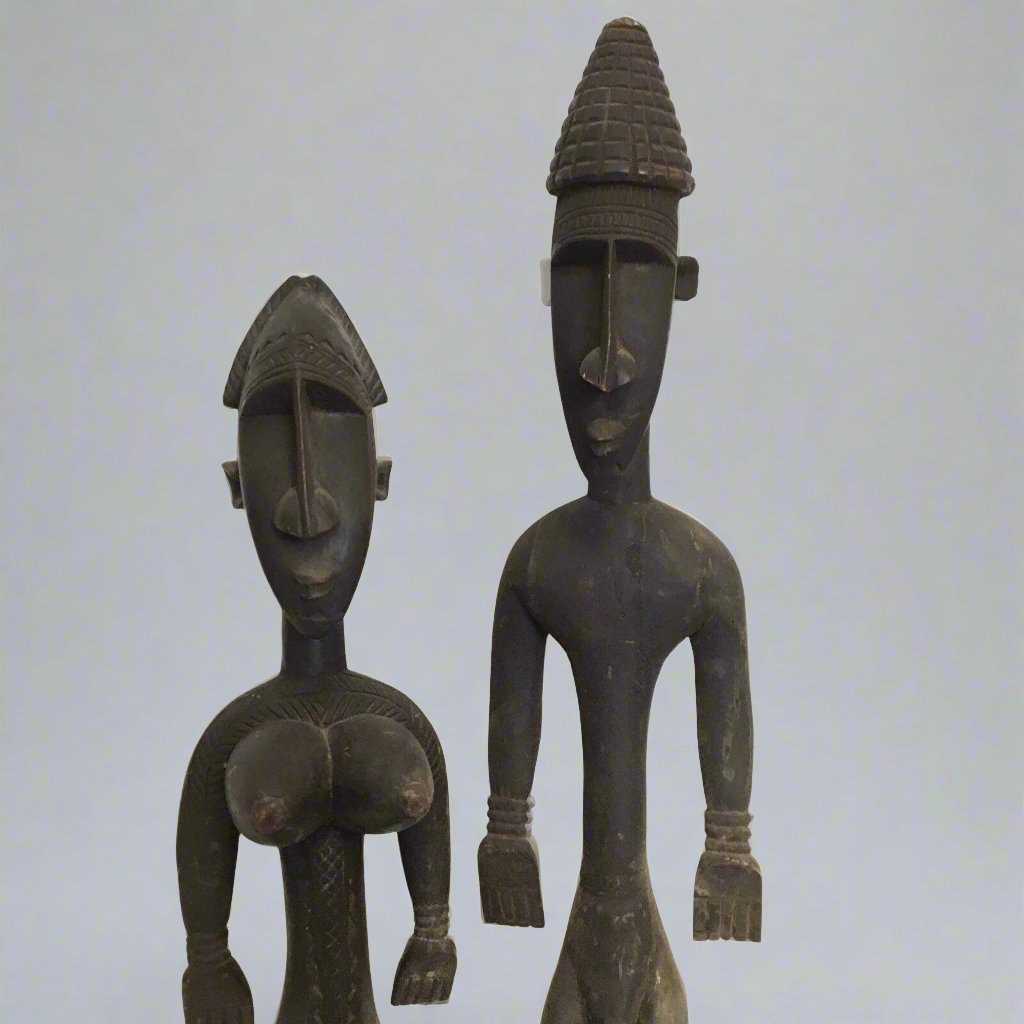 Dogon Mali Carved Man & Woman Ancestor Statues 28”