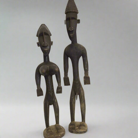 Dogon Mali Carved Man & Woman Ancestor Statues 28”