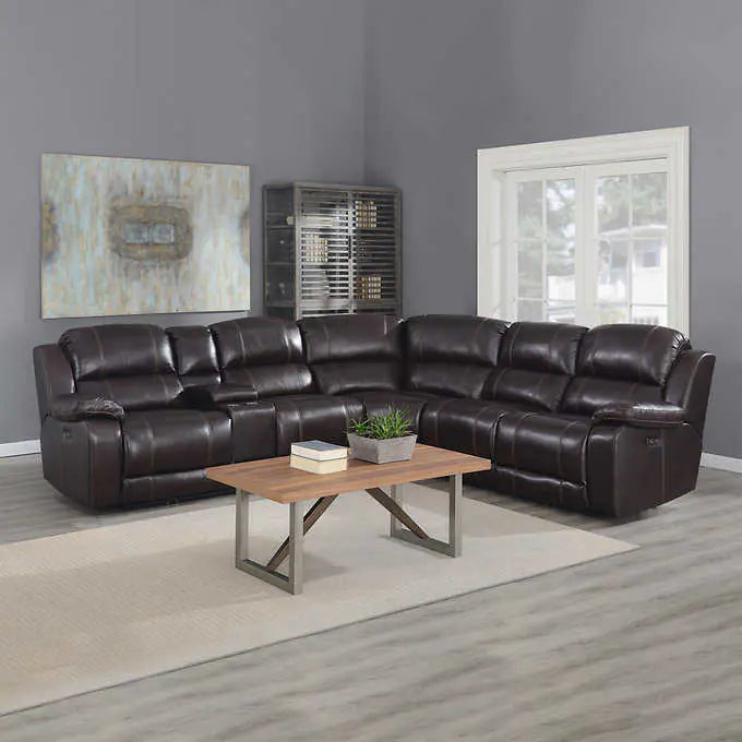 Dunhill 3-piece Leather Power Reclining Sectional with Power Headrest