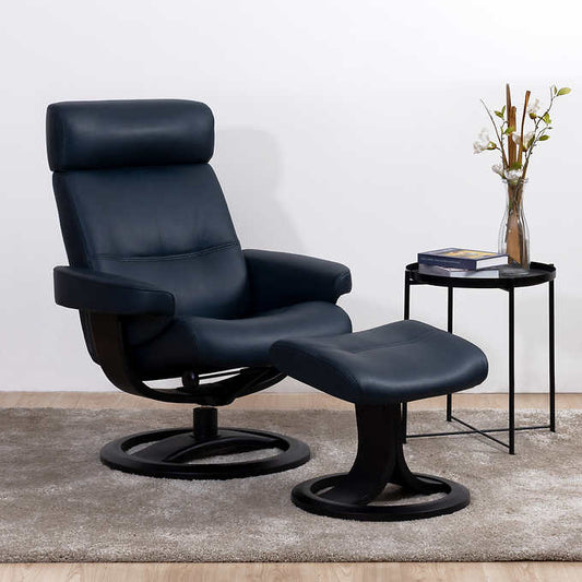 Oslo Leather Recliner and Ottoman