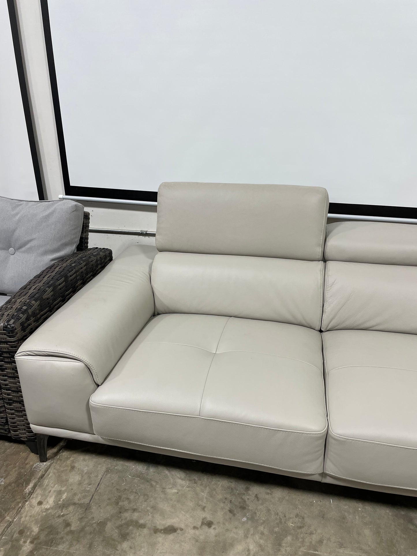 Quinton Top Grain Leather Sectional with Adjustable Headrests