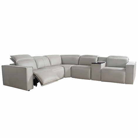 Blythe Power Reclining Leather Sectional with Power Headrests