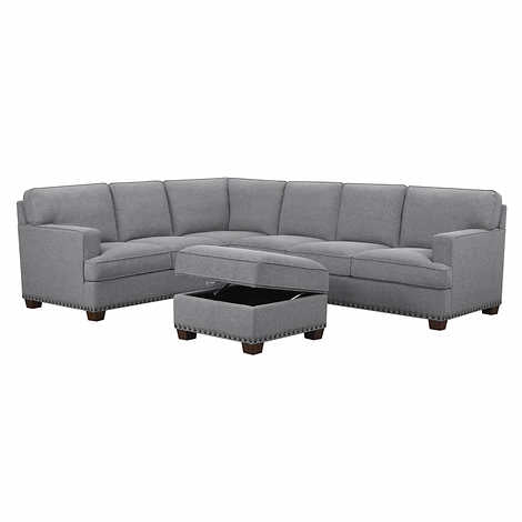 Thomasville Emilee Fabric Sectional with Storage Ottoman