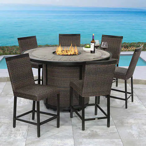 Agio Conway 7 piece Fire High Dining Set