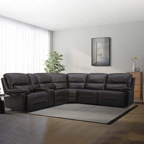 Malachi Leather Power Reclining Sectional with Power Headrests