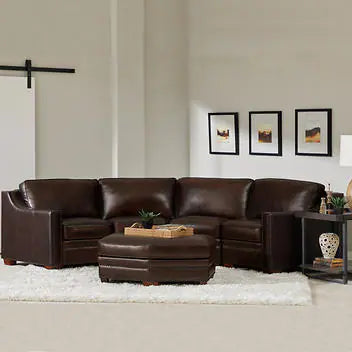 Sedgefield Leather Sectional with Ottoman