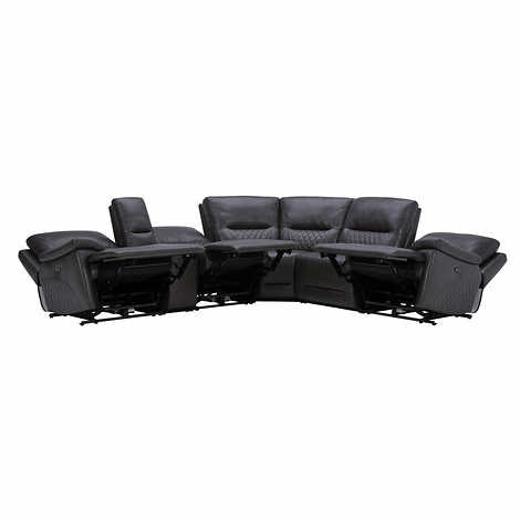 Ryerson 6-piece Power Reclining Leather Sectional with Power Headrests