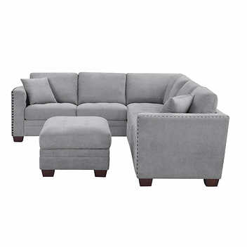 Selena Fabric Sectional with Storage Ottoman