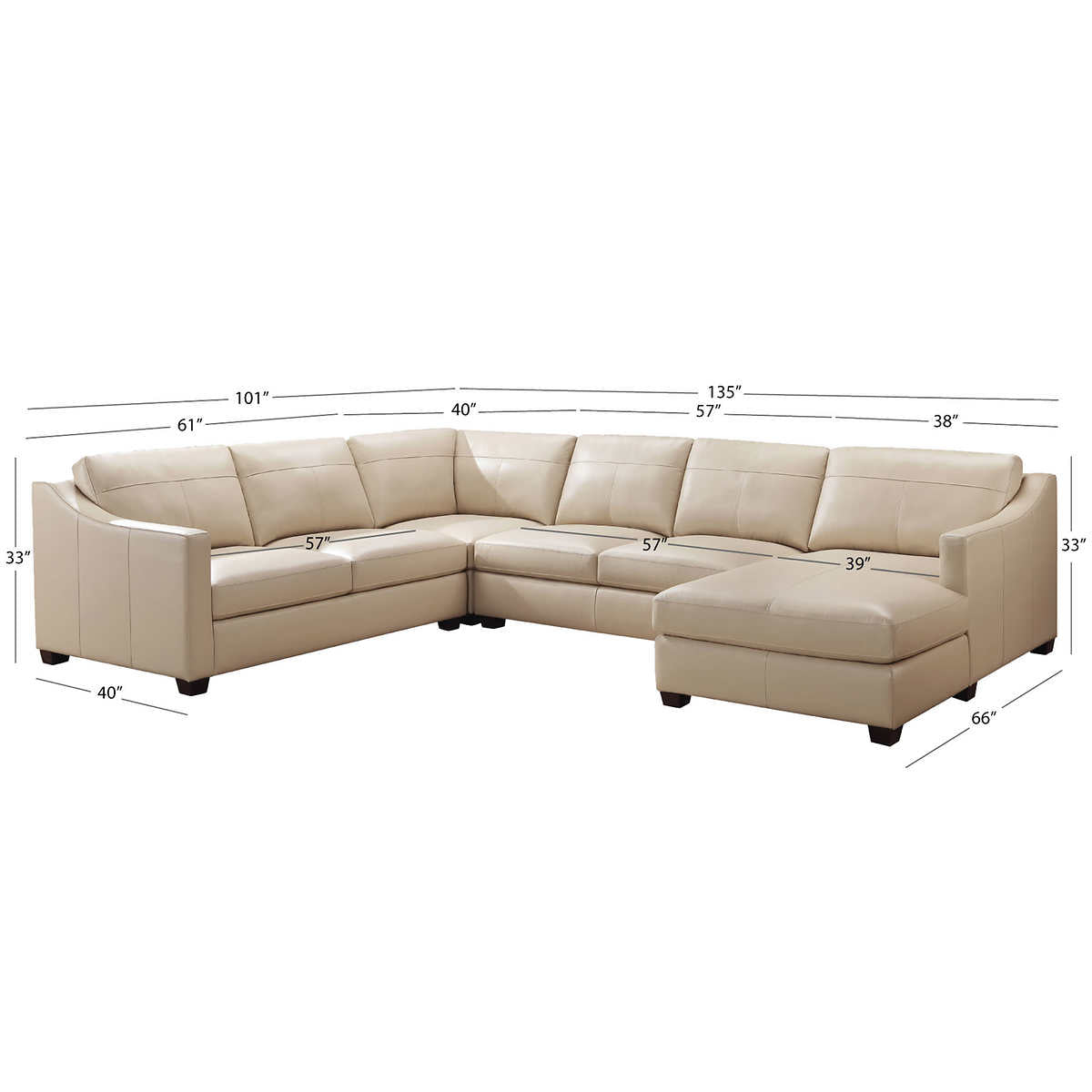 Pauline Leather Chaise Sectional
