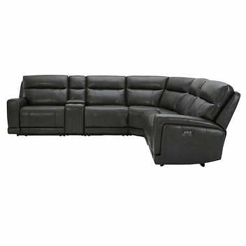Lauretta 6-piece Leather Power Reclining Sectional with Power Headrests (floor model)